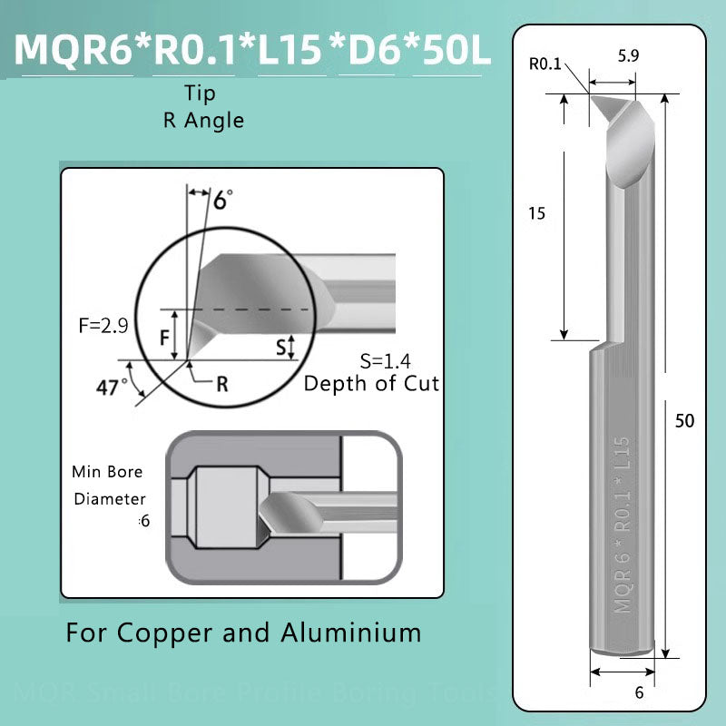 Small Hole Boring Tool Tungsten Steel Alloy MQR CNC Shockproof Inner Hole Boring Bar Micro Small Hole Turning Tool Shandong Denso Pricision Tools Co.,Ltd.